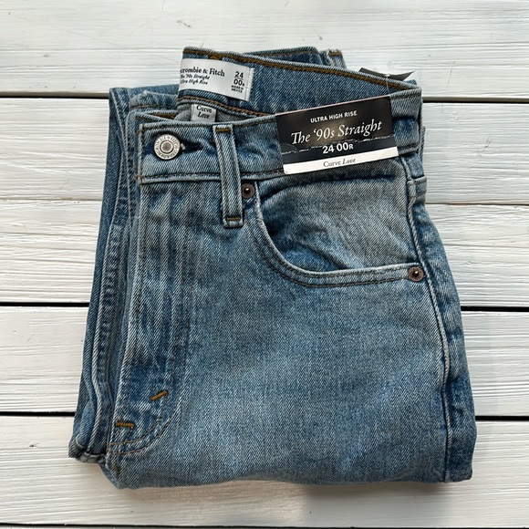 NWT Abercrombie&Fitch Curve Love Ultra HighRise 90s Strght Jean 00,2 - Picture 12 of 16